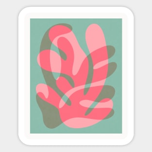 Coral Pink and Teal Abstract Shapes Retro Sticker